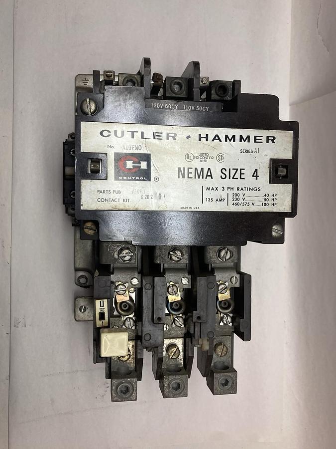 Used Cutler-Hammer,A10FN0,Motor Starter Nema Size 4 Ser A1 135A
