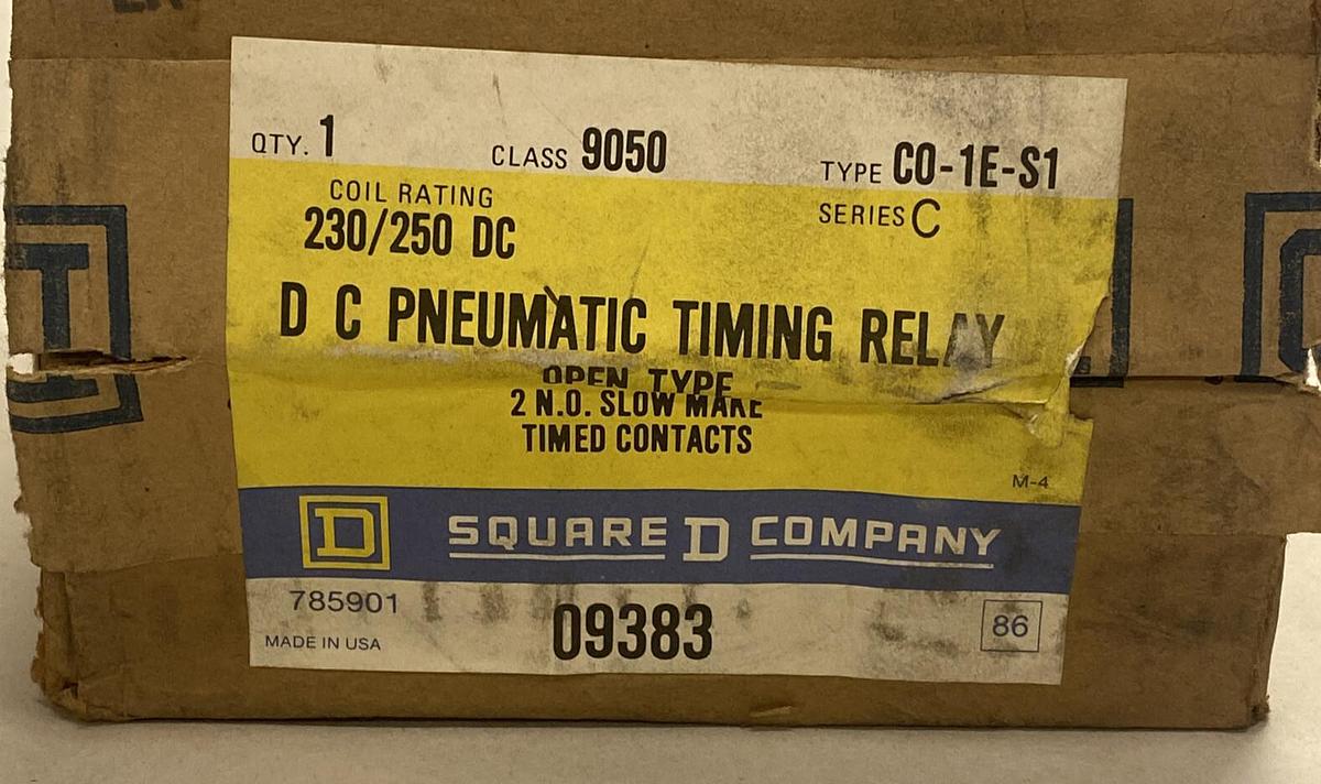 Used SQUARE D,9050-C0-1E-S1,PNEUMATIC TIMING RELAY NEW SEALED
