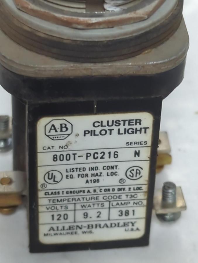 Used ALLEN BRADLEY,800T-PC216,CLUSTER PILOT LIGHT SERIES N PRE-OWNED
