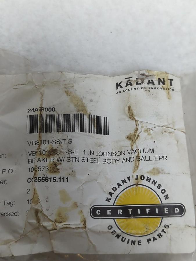 KODANT JOHNSON,24A78000,VACCUM BREAKER 1 INCH WITH SS STEEL BODY & BALL LOT OF 2