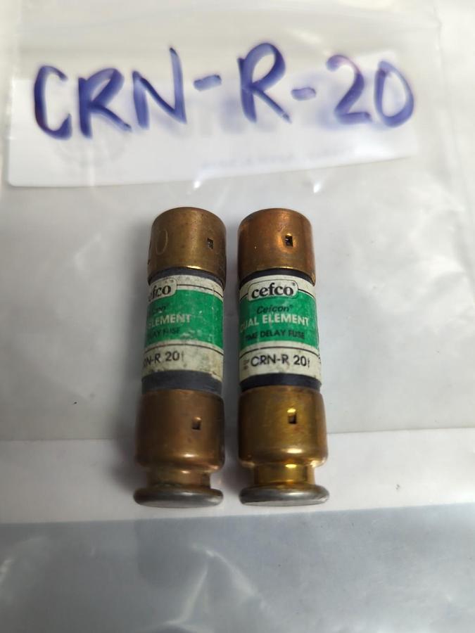 Used CEFCO,CRN-R-20,DUAL ELEMENT 20 AMP FUSE LOT OF 2 PRE-OWNED
