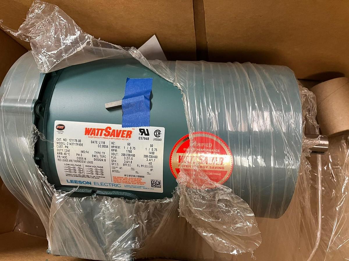Used LEESON,121179.00,WATTSAVER MOTOR 1HP 1760RPM 3PH 143C