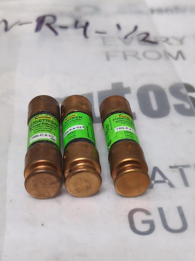 COOPER BUSSMANN,FRN-4-1/2,FUSETRON 4-1/2 AMP FUSE LOT OF 3 NOS