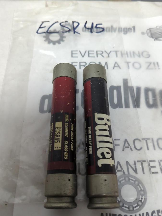 EDISON FUSEGEAR,ECSR45,BULLET 45 AMP FUSE LOT OF 2 NOS