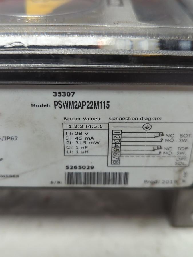 Used FLOWSERVE,PSWM2AP22M115,SWITCH BOX 28V 45mA 315mW 1nF 1uH PRE-OWNED
