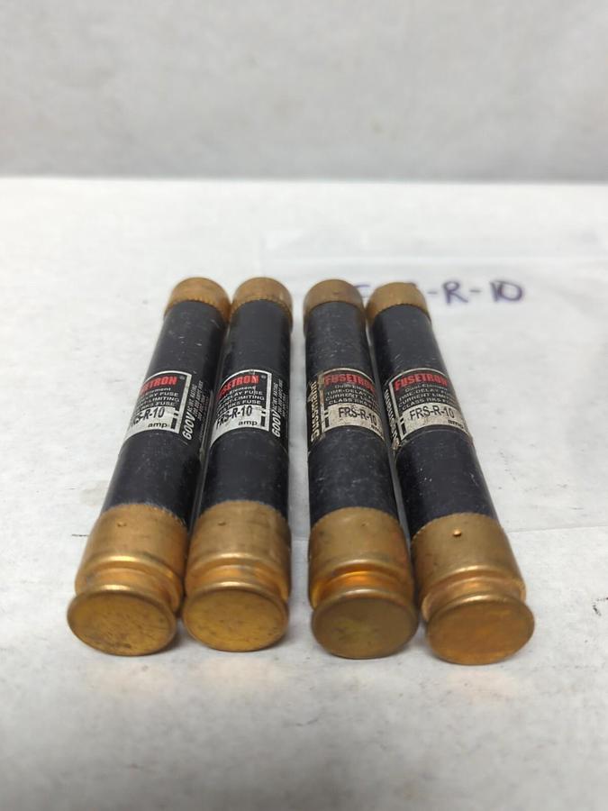 Used COOPER BUSSMANN,FRS-R-10,FUSETRON 10 AMP FUSE LOT OF 4 PRE-OWNED
