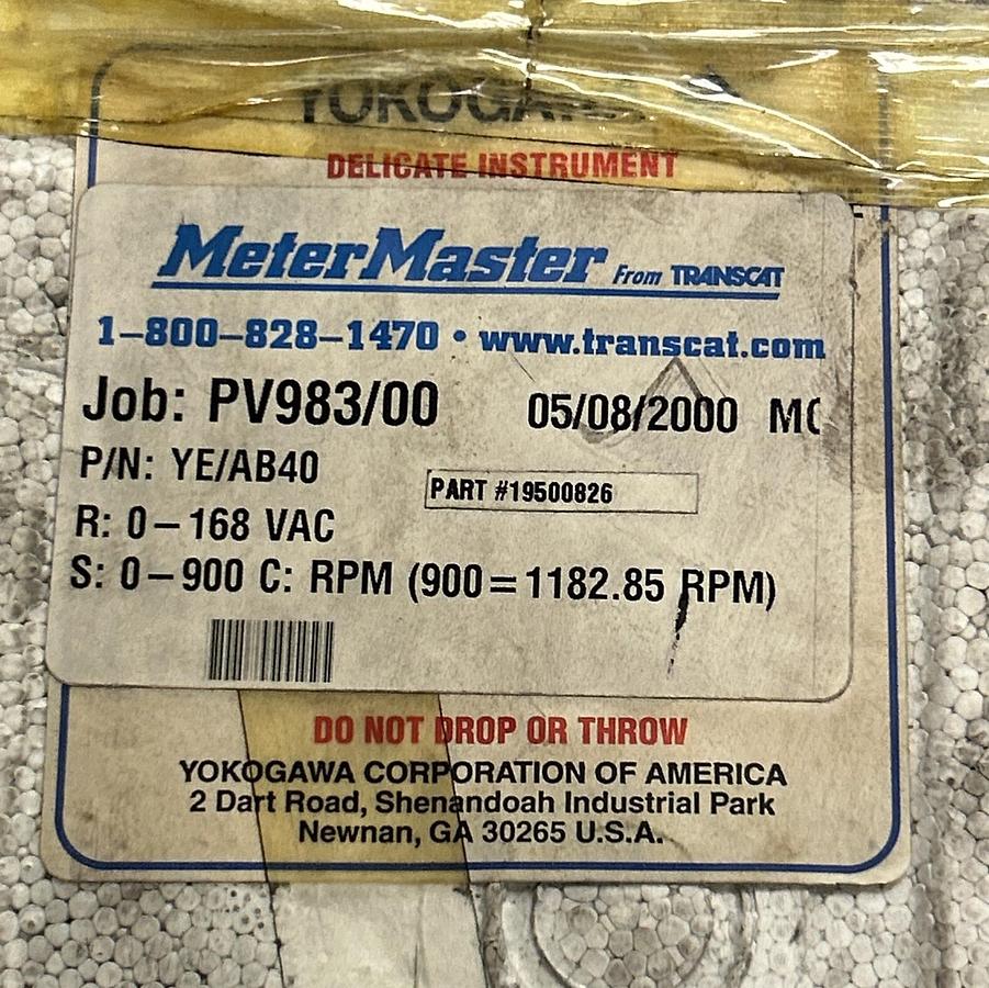 YOKOGAWA,YE/AB40,PANEL METER 0-200 RPM NOS