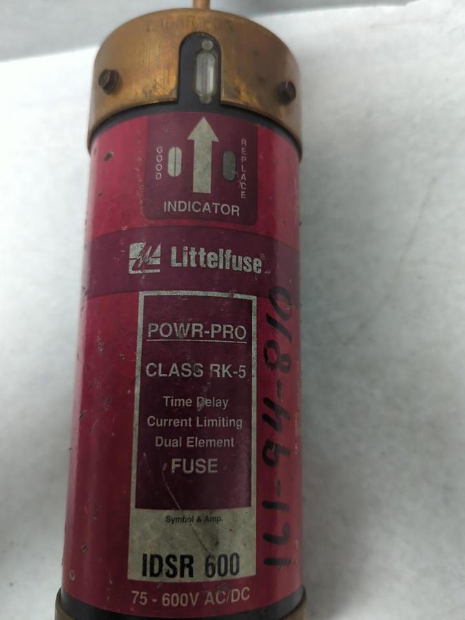 Used LITTELFUSE,IDSR-600,INDICATOR 600 AMP FUSE PRE-OWNED