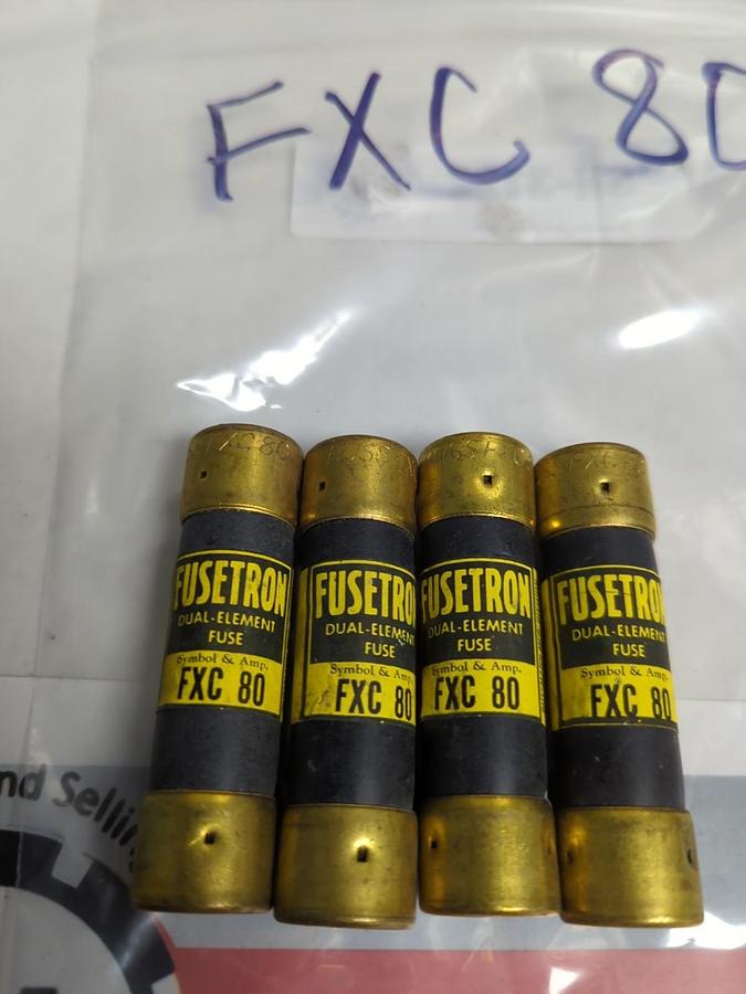 Used COOPER BUSSMANN,FXC-80,FUSETRON 80 AMP FUSE LOT OF 4 PRE-OWNED