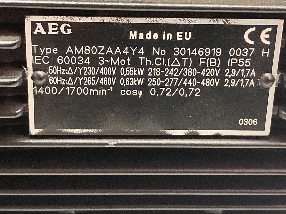 Used AEG,AM80ZAA4Y4,Electric Motor 50/60Hz