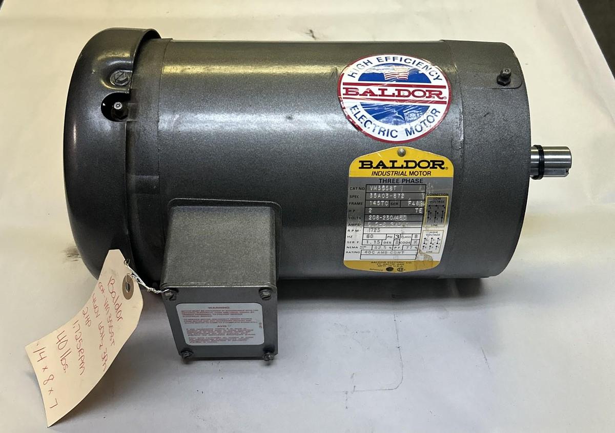 Used BALDOR,VM3558T,MOTOR 2HP 1725RPM 208-230/460V 3PH 145TC FRAME