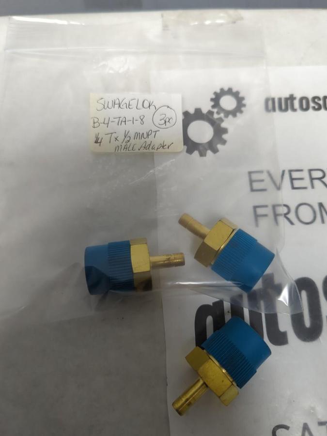 SWAGELOK,B-4-TA-1-8,1/4T X 1/2MNPT MALE ADAPTER LOT OF 3 NOS