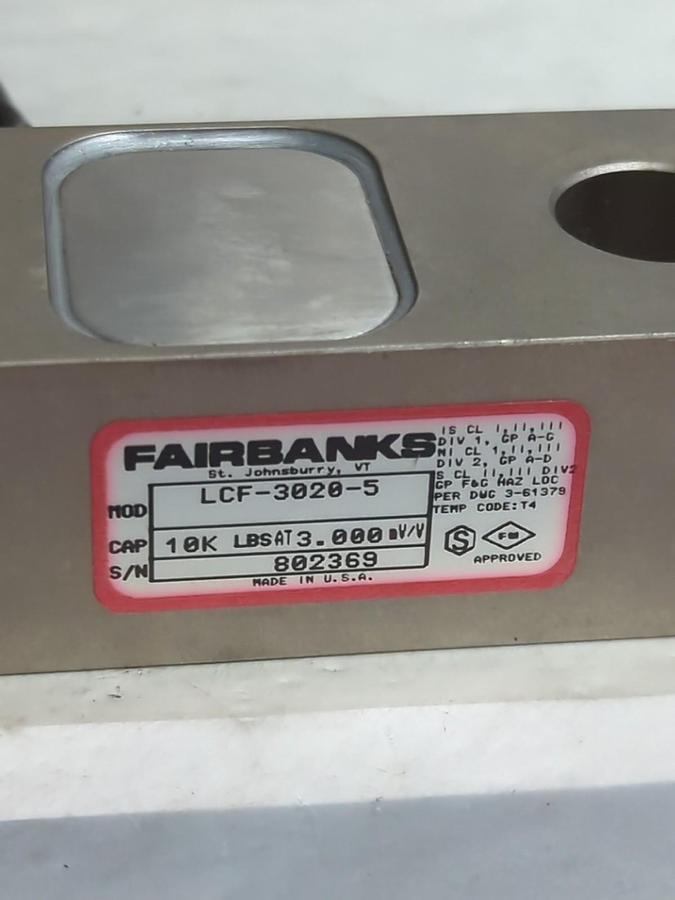 Used FAIRBANKS,LCF-3020-5,LOAD CELL 10K LBS. @ 3.000 aV/V PRE-OWNED