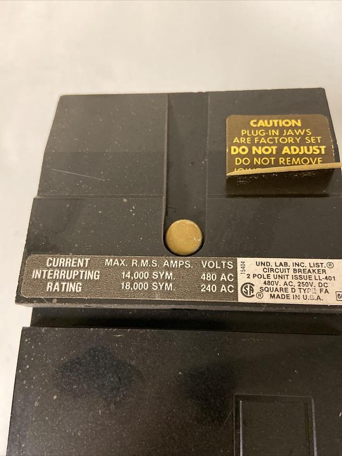 Square D,FA24020AB,20 Amp Circuit Breaker 480V 2 pole