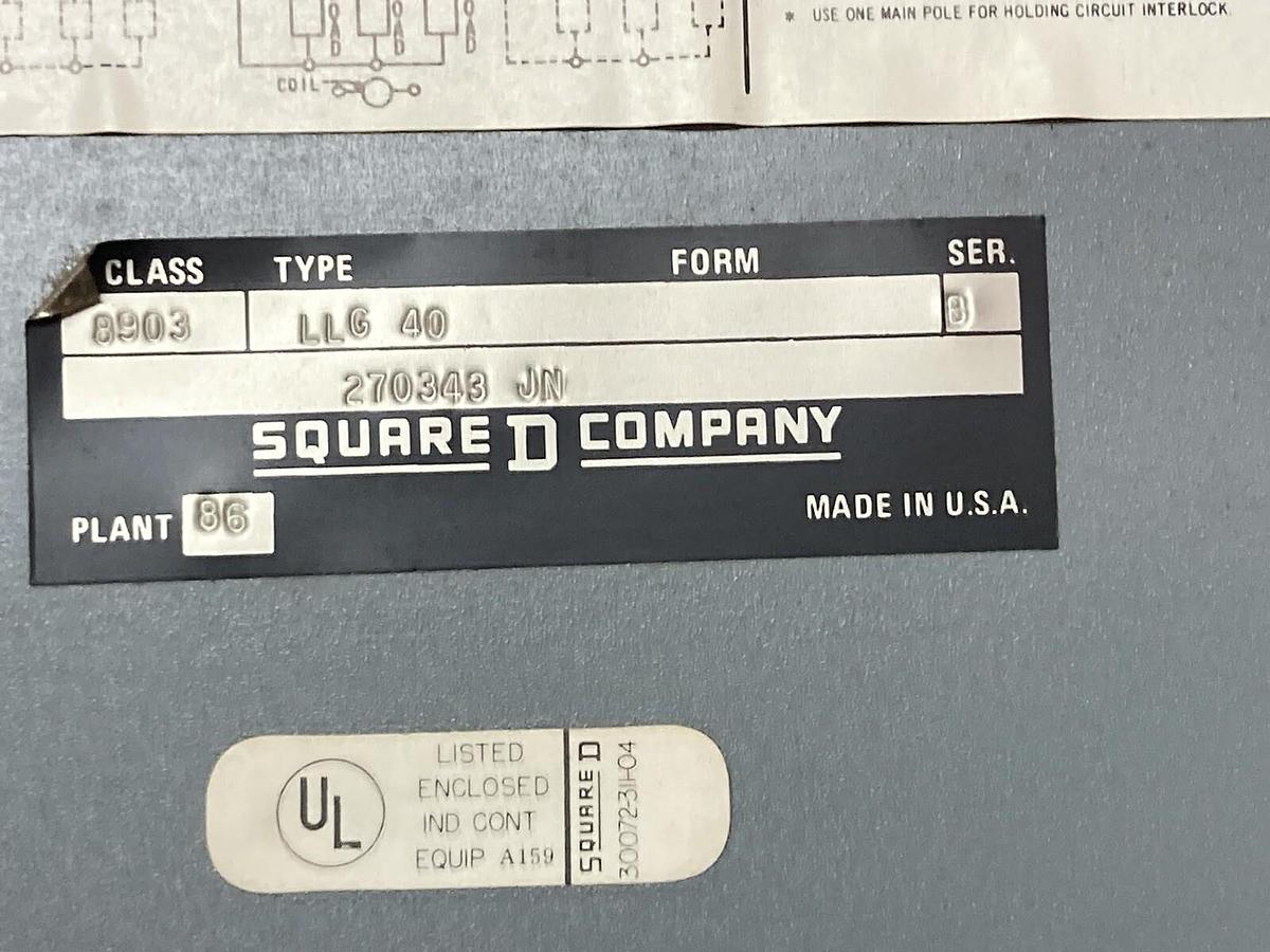 Square D,8903LLG40,Enclosed Lightning Contactor