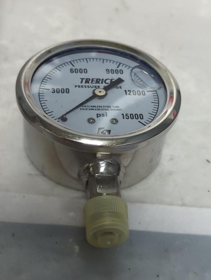 TRERICE,D83LFSS,PRESSURE GAUGE 2.5 INCH FACE 1/4 INCH LM 0-15000 PSI NOS