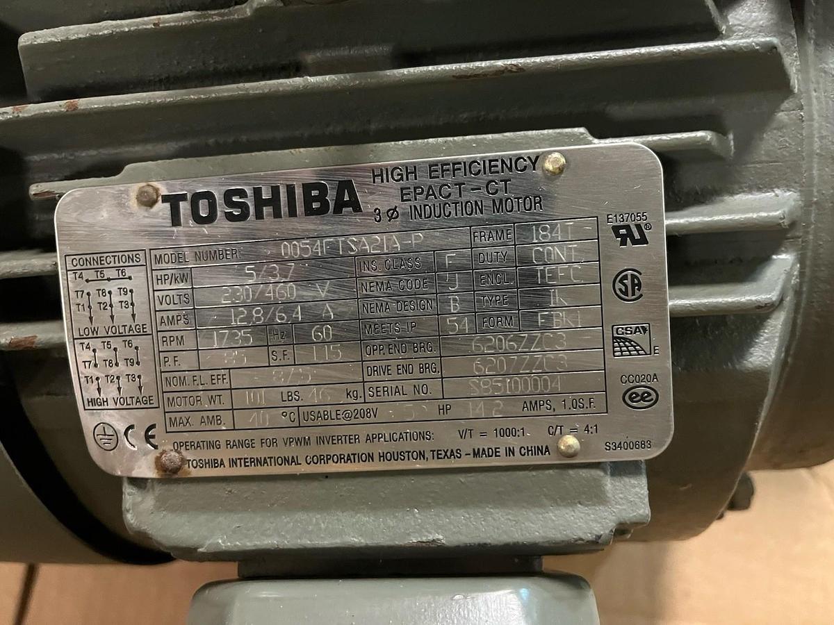 TOSHIBA,0054FTSA21A-P,EPACT 5HP INDUCTION MOTOR 3PH 1735RPM 184T