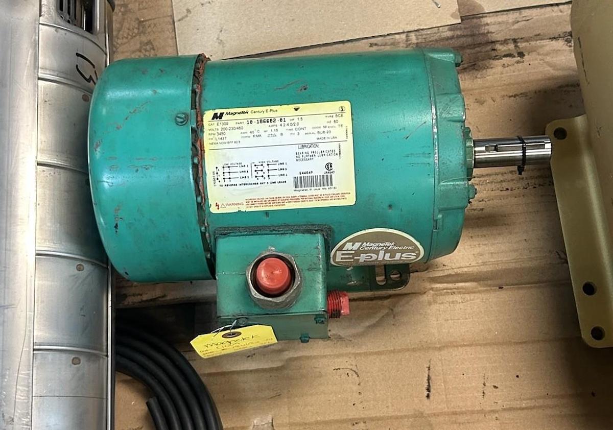 Used MAGNETEK,E1009,MOTOR 1.5HP 200-230/460V 3450 RPM 3PH L143T FRAME