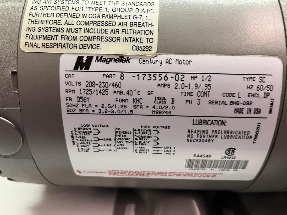 THOMAS,160866,GH5VB VACUUM PUMP 27.5 HG 1/2HP 3PH