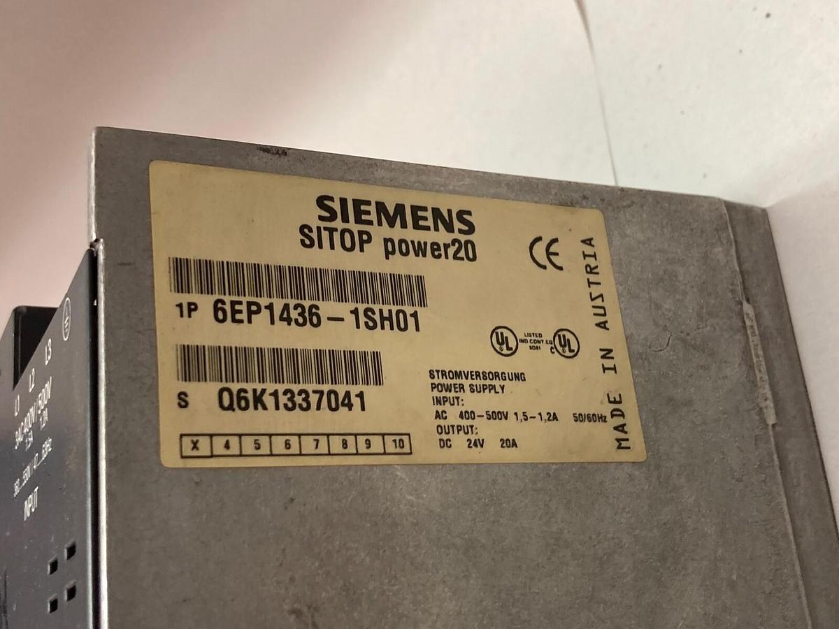 Used Siemens,6EP1436-1SH01,Sitop Power 20 Power Supply 24VDC