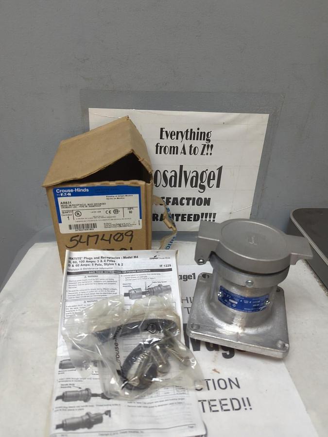EATON CROUSE-HINDS,AR631,MODEL M4 TYPE 3R 60 AMP RECEPTACLE NOS