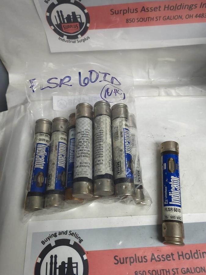 Used LITTELFUSE,FLSR60ID,INDICATOR FUSE 60 AMP LOT OF 10 PRE-OWNED