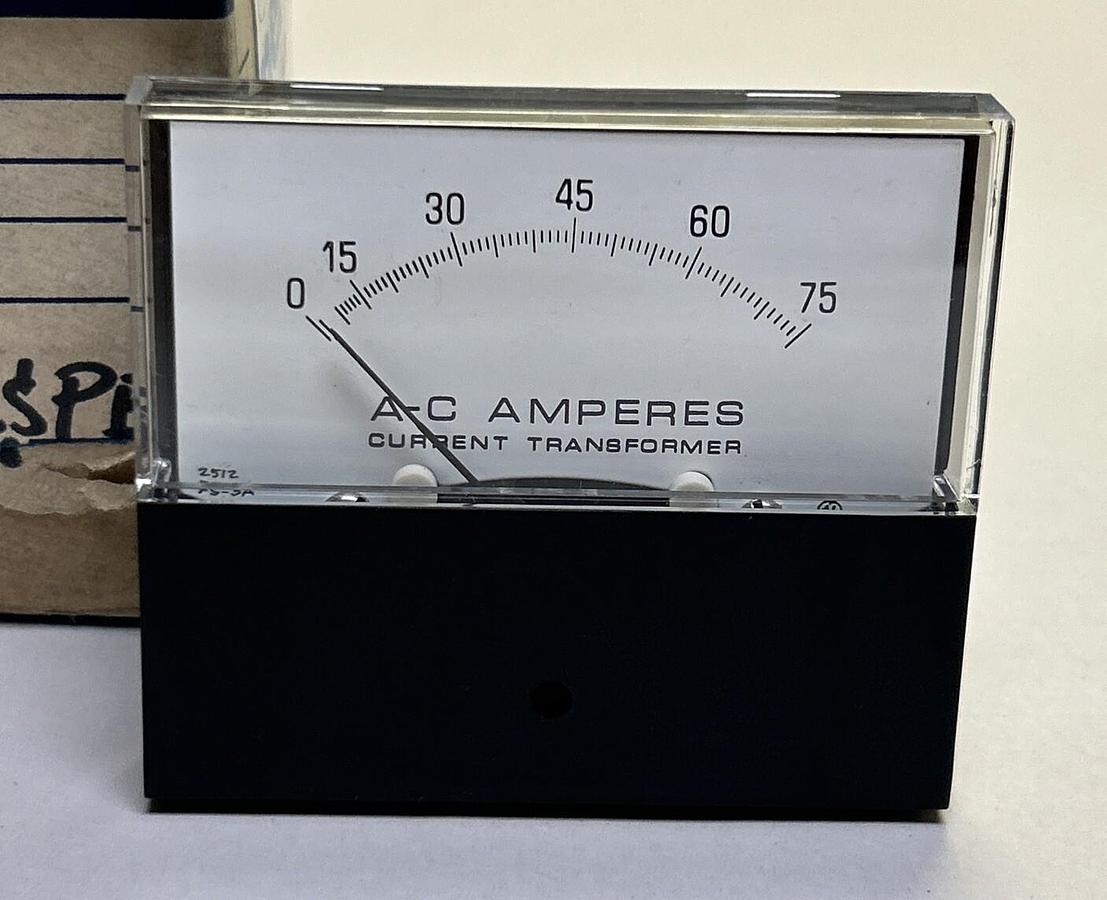 GENERAL ELECTRIC,50-252140LSPB,PANEL METER 0-75 AC AMPERES NOS