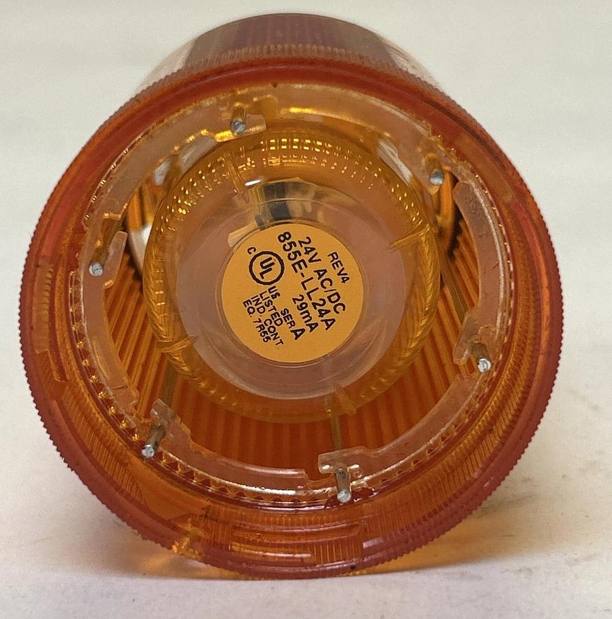 Used ALLEN BRADLEY,855E-10DN5,AMBER STEADY INCANDESCENT STACK LIGHT W/ 855E-LL24A