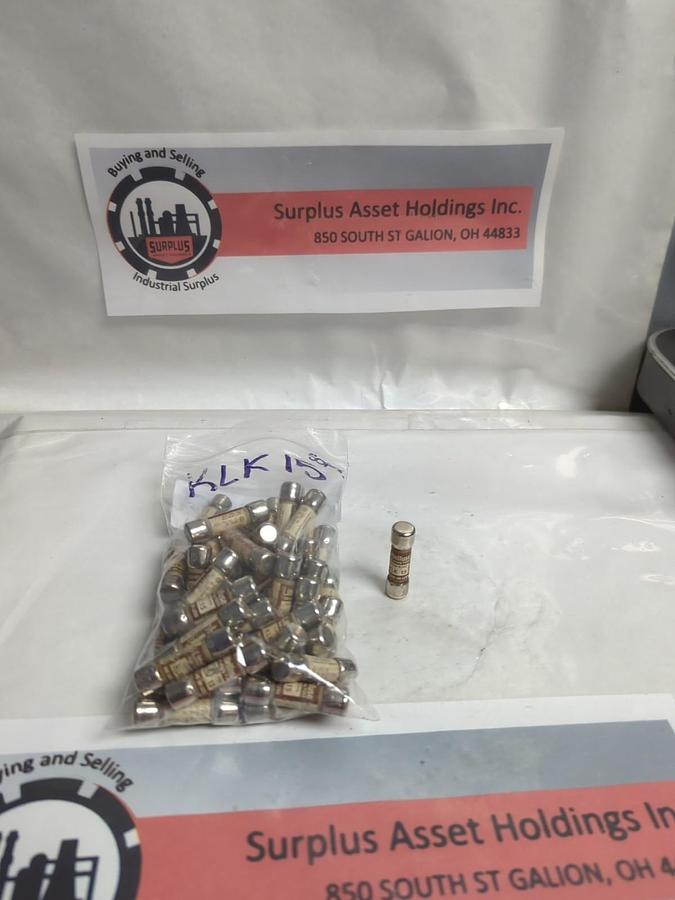 Used LITTELFUSE,KLK-15,FAST-ACTING 15 AMP FUSE LOT OF 50 PRE-OWNED