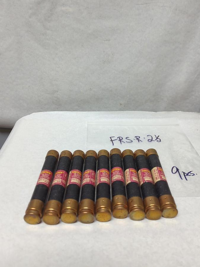 Used COOPER BUSSMANN,FRS-R-2-1/2,FUSETRON 2-1/2 AMP FUSE LOT OF 9 PRE-OWNED
