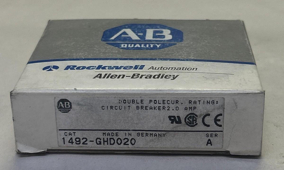 ALLEN BRADLEY,1492-GHD020,CIRCUIT BREAKER 2A 250V 2P NOS