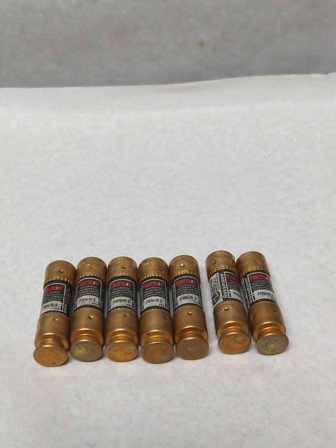 Used COOPER BUSSMANN,FRN-R-2,FUSETRON 2 AMP FUSE LOT OF 7 PRE-OWNED