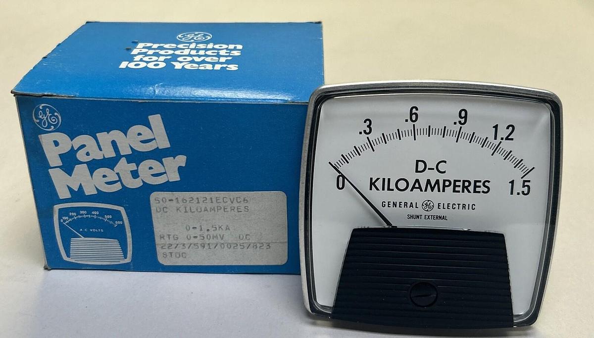 Used GENERAL ELECTRIC,50-162121ECVC6,PANEL METER 0-1.5 DC KILOAMPERES NEW