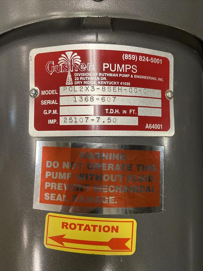 Gusher,PCL2x3-8SEH-CC-C,Coolant Pump 25107-7.50 Imp. 5HP 1725RPM 208-230/460V