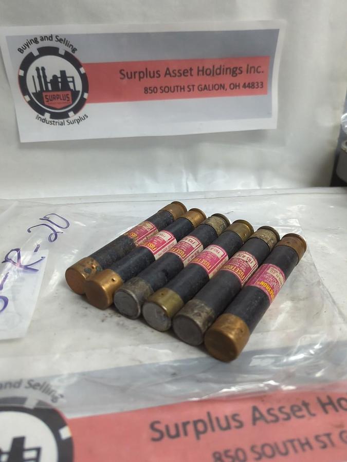 Used COOPER BUSSMANN,FRS-R-20,FUSETRON 20 AMP FUSE LOT OF 6 PRE-OWNED