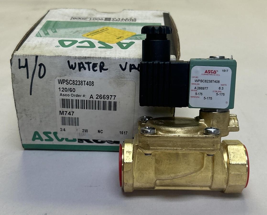 Used ASCO,WPSC8238T408,SOLENOID VALVE 2W 120V 3/4INCH NEW