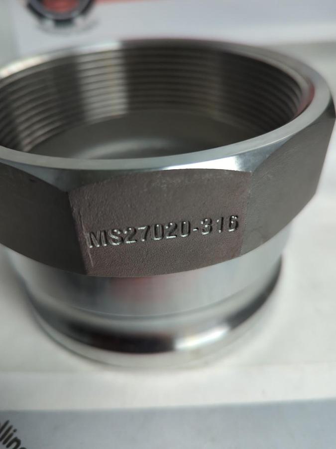 DIXON,MS27020-316,CAM AND GROOVE CAMLOK FITTING 4 INCH NOS