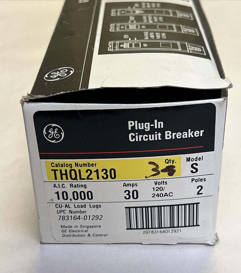 GENERAL ELECTRIC,THQL2130,CIRCUIT BREAKER 30A 120/240V 2P LOT OF 3 NOS