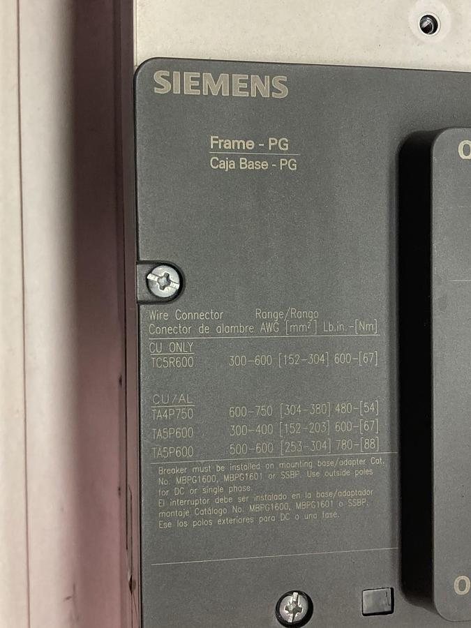 Used Siemens,NPX3B160,Circuit Breaker 1600A 600V Type NPG