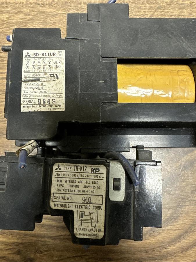 Used Mitsubishi,SD-K11UR,Contactor With TH-K12KP Thermal Overload Relay
