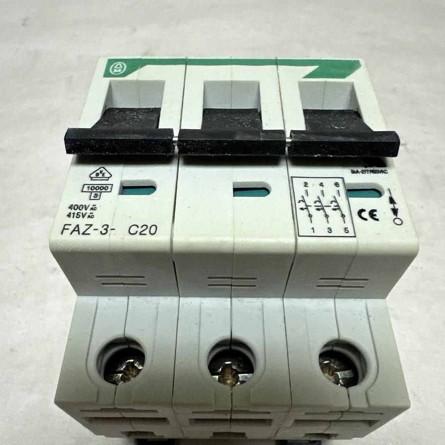 Moeller,FAZ-3-C 20,20 Amp 3 Pole Circuit Breaker
