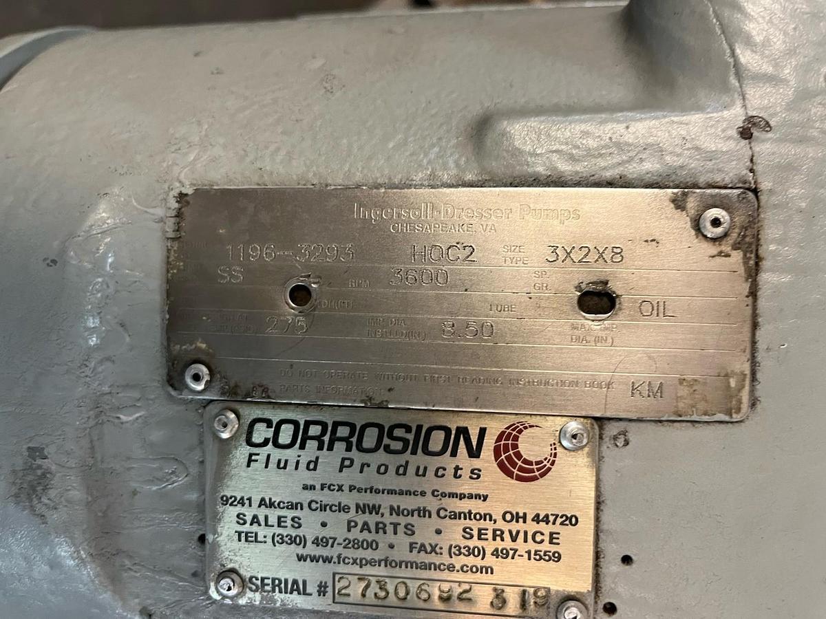 Used INGERSOLL DRESSER,HQC2,CENTRIFUGAL PUMP 3X2X8