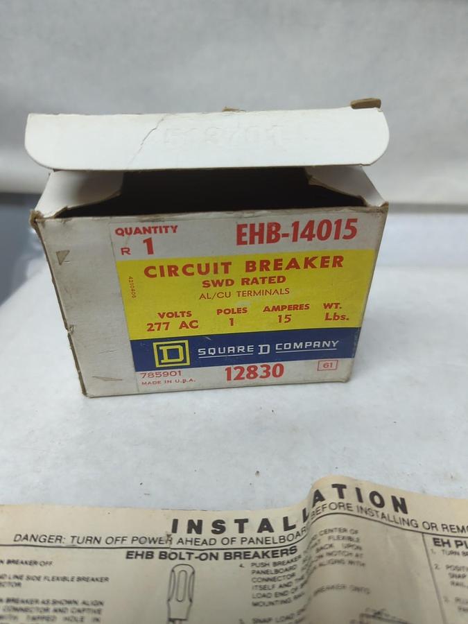 SQUARE D,EHB-14015,SWD RATED CIRCUIT BREAKER 1-POLE 15 AMP NOS