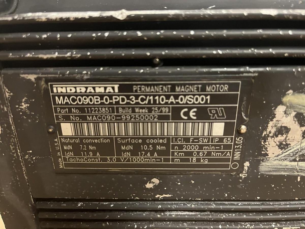 Used INDRAMAT,11223851,MAC090B-0-PD-3-C/110-A-0/S001 PERMANENT MAGNET SERVO MOTOR