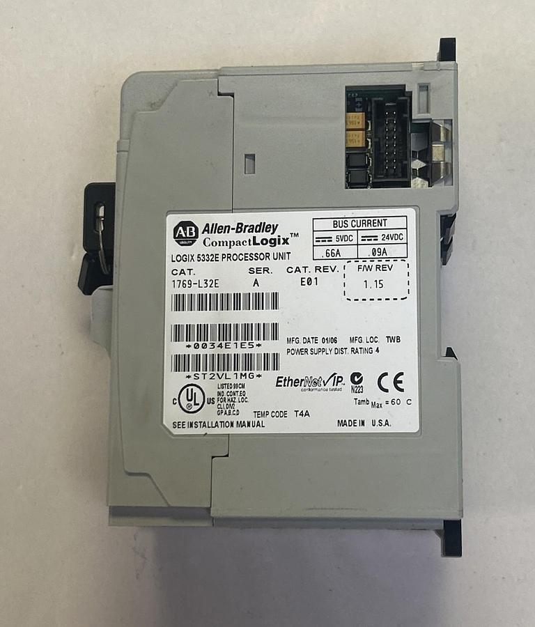 Used ALLEN BRADLEY,1769-L32E,LOGIX 5332E PROCESSOR UNIT