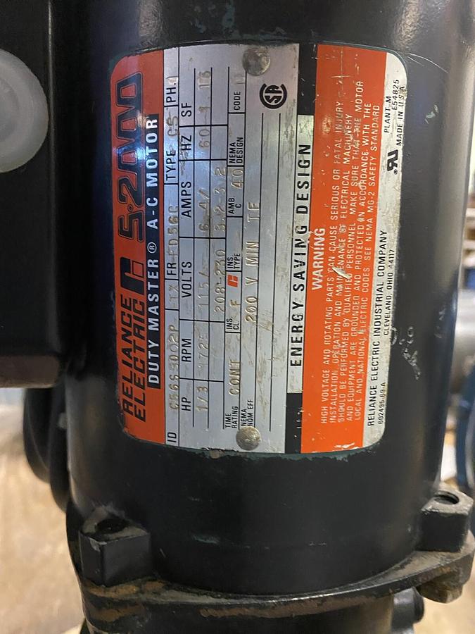 Used MILTON ROY, FR132A-117, CONTROLLED VOLUME PUMP 1/3HP 1725RPM 115V/208-230V 1PH