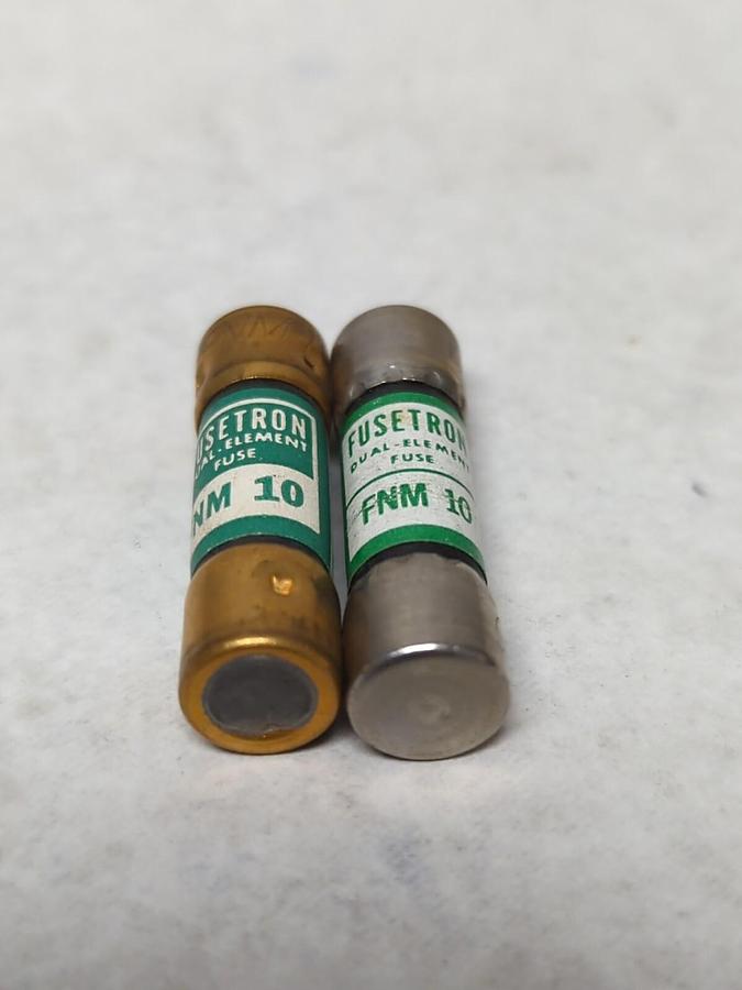 COOPER BUSSMANN,FNM 10,FUSETRON 10 AMP FUSE LOT OF 2 NOS