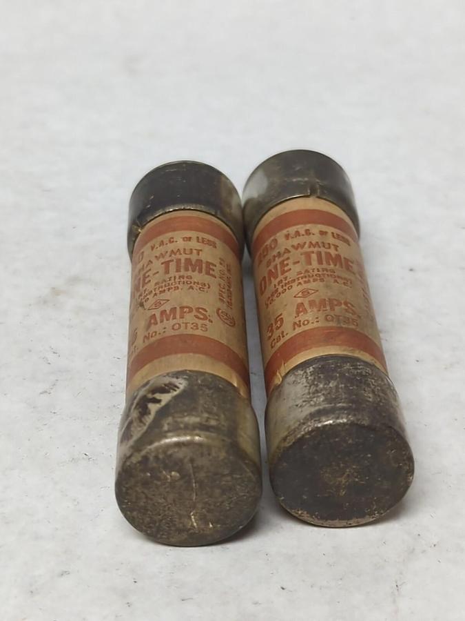 Used GOULD SHAWMUT,OT35,ONE-TIME 35 AMP FUSE LOT OF 2 PRE-OWNED