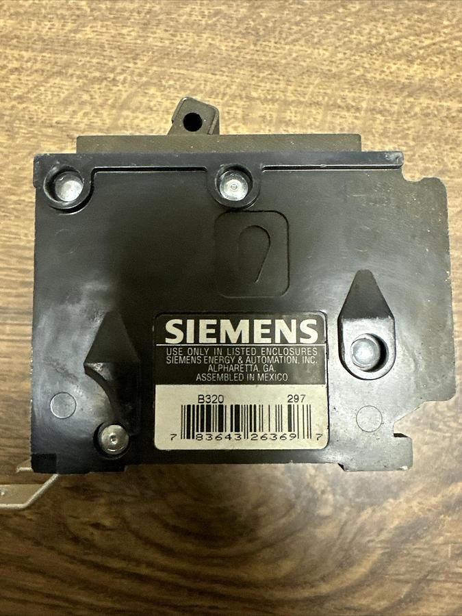 Used Siemens,B320,20Amp Bolt On Circuit Breaker