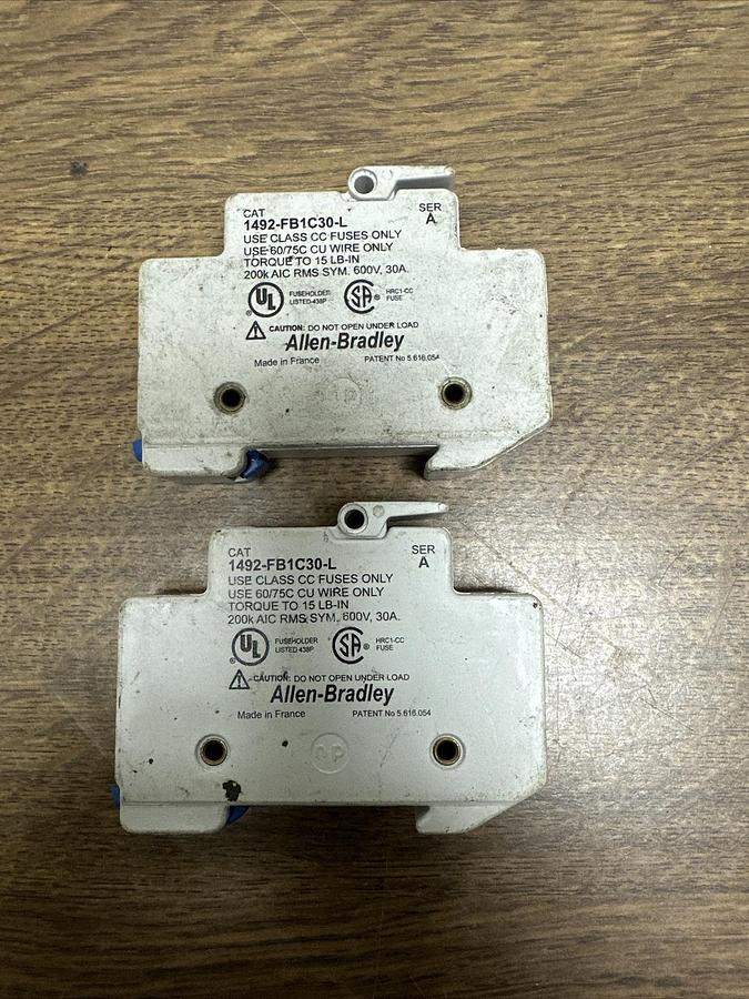Used Allen Bradley,1492-FB1C30-L,Fuse Holder LOT of 2